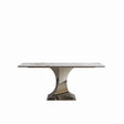 Modern Rectangular Dining Table For 6 - 8, Plated Hourglass Base - Furniture Home Direct