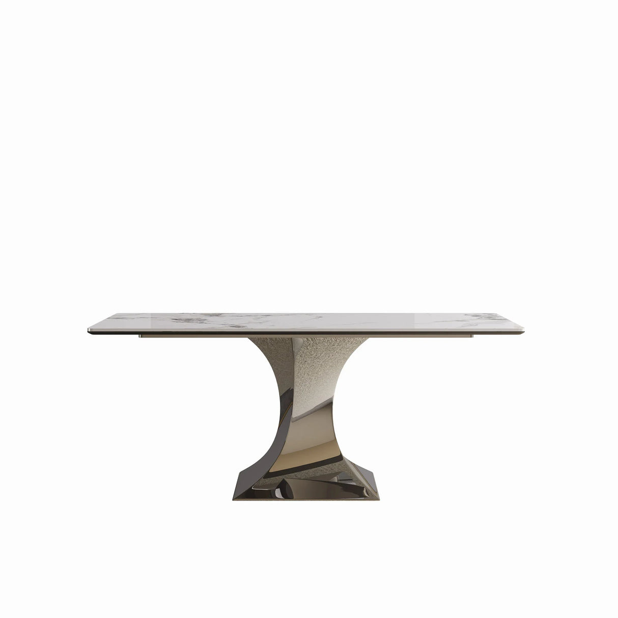 Modern Rectangular Dining Table For 6 - 8, Plated Hourglass Base - Furniture Home Direct