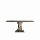 Modern Rectangular Dining Table For 6 - 8, Plated Hourglass Base - Furniture Home Direct