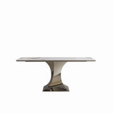 Modern Rectangular Dining Table For 6 - 8, Plated Hourglass Base - Furniture Home Direct