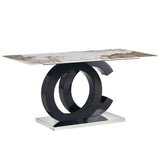 Large Rectangular Faux Marble Dining Table - Furniture Home Direct
