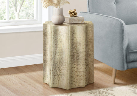 Drum Accent Side Table, Stylish Scalloped Design - Furniture Home Direct