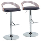 Grotto - Contemporary Adjustable Height Barstool With Swivel With Straight T Footrest (Set of 2) - Furniture Home Direct