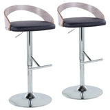 Grotto - Contemporary Adjustable Height Barstool With Swivel With Straight T Footrest (Set of 2) - Furniture Home Direct