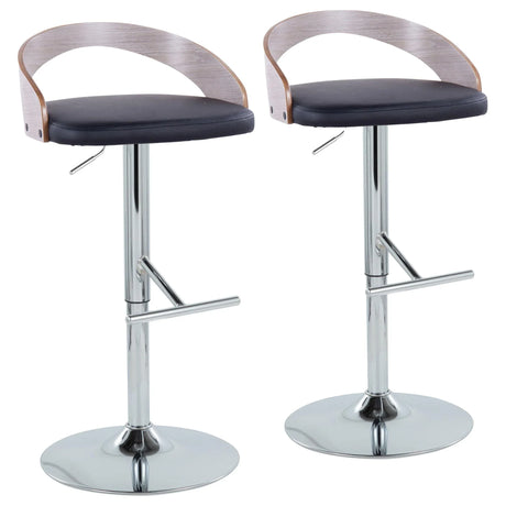 Grotto - Contemporary Adjustable Height Barstool With Swivel With Straight T Footrest (Set of 2) - Furniture Home Direct