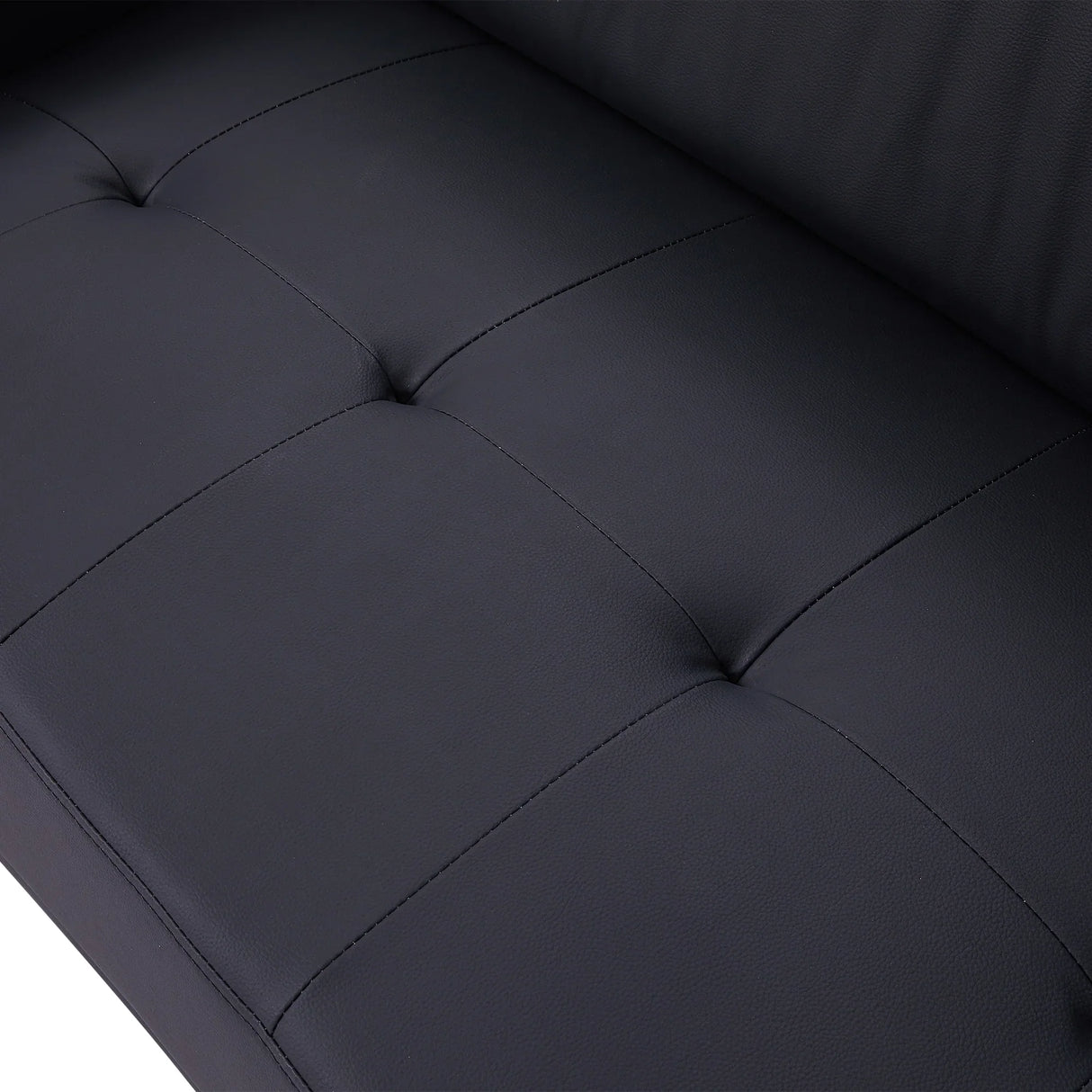 107 Inch Black Sectional With Round Storage Ottoman - Furniture Home Direct