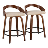 Grotto - Mid-Century Modern Fixed Height Counter Stool & Swivel With Round Footrest (Set of 2) - Furniture Home Direct