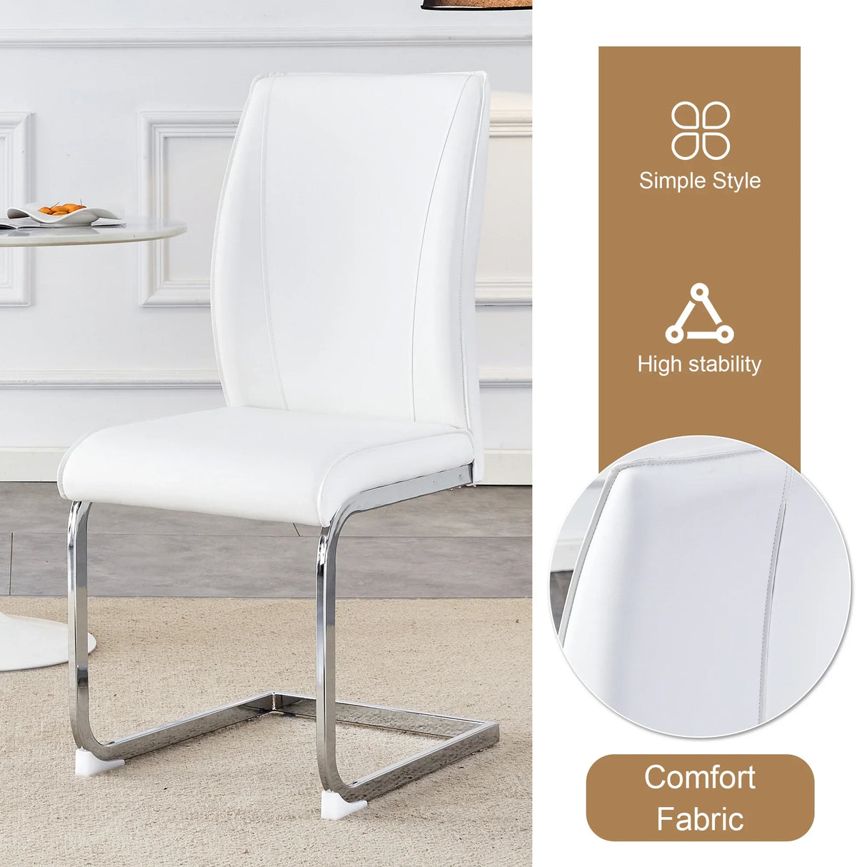 Dining Set Modern Round Table with Four Chairs White - Furniture Home Direct