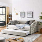Elegant Daybed With Trundle Upholstered Tufted Sofa Bed - Furniture Home Direct