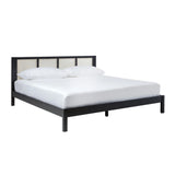 King Bed With Rattan Panel Headboard - Black - Furniture Home Direct