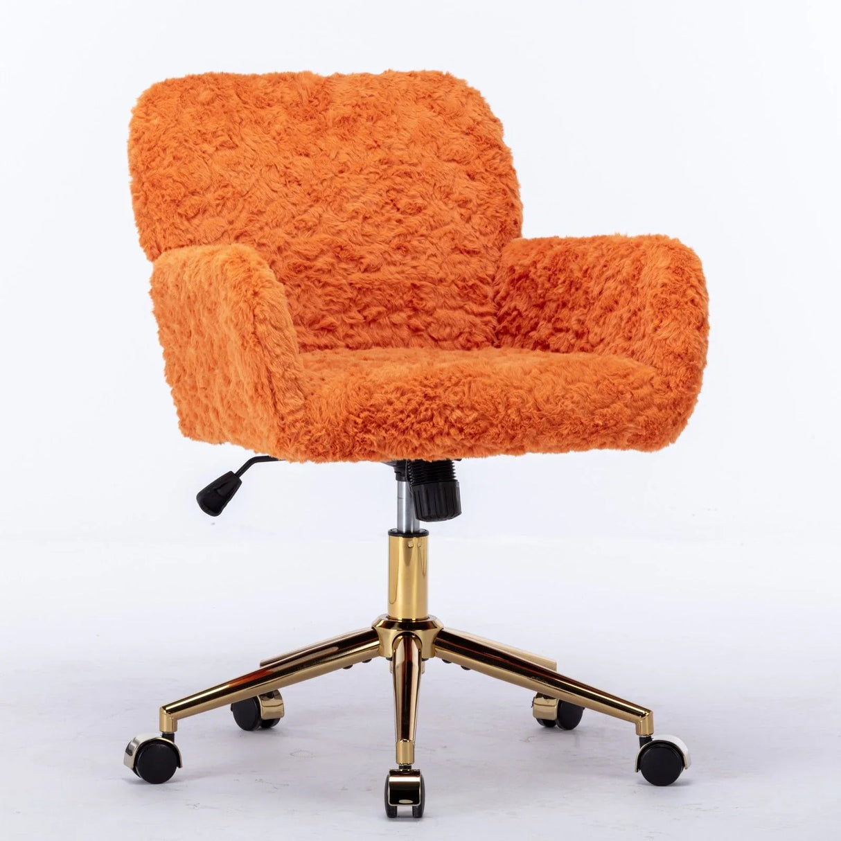 Office Chair, Artificial Rabbit Hair Home Office Chair With Golden Metal Base, Adjustable Desk Chair Swivel Office Chair, Vanity Chair - Furniture Home Direct