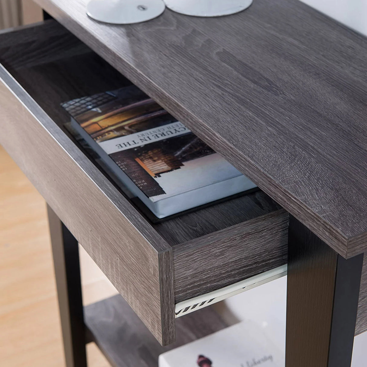 Modern Two Toned Console With Two Shelves - Furniture Home Direct