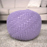 Bordeaux - Knitted Cotton Round Pouf Ottoman - Furniture Home Direct