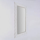 Handcarved Wave Design Rectangle Mirror Accent Enhancing Space - Antique White - Furniture Home Direct