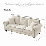 3 Seater Sofa With Tufted Upholstery, Rolled Arms, Nailhead Trim - Furniture Home Direct