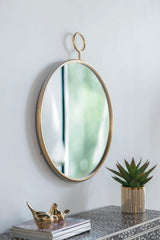 Circle Wall Mirror With Iron Frame, Accent Mirror For Living Room - Furniture Home Direct