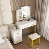 Elegant Makeup Vanity With Led Lights & Power Outlet - White - Furniture Home Direct