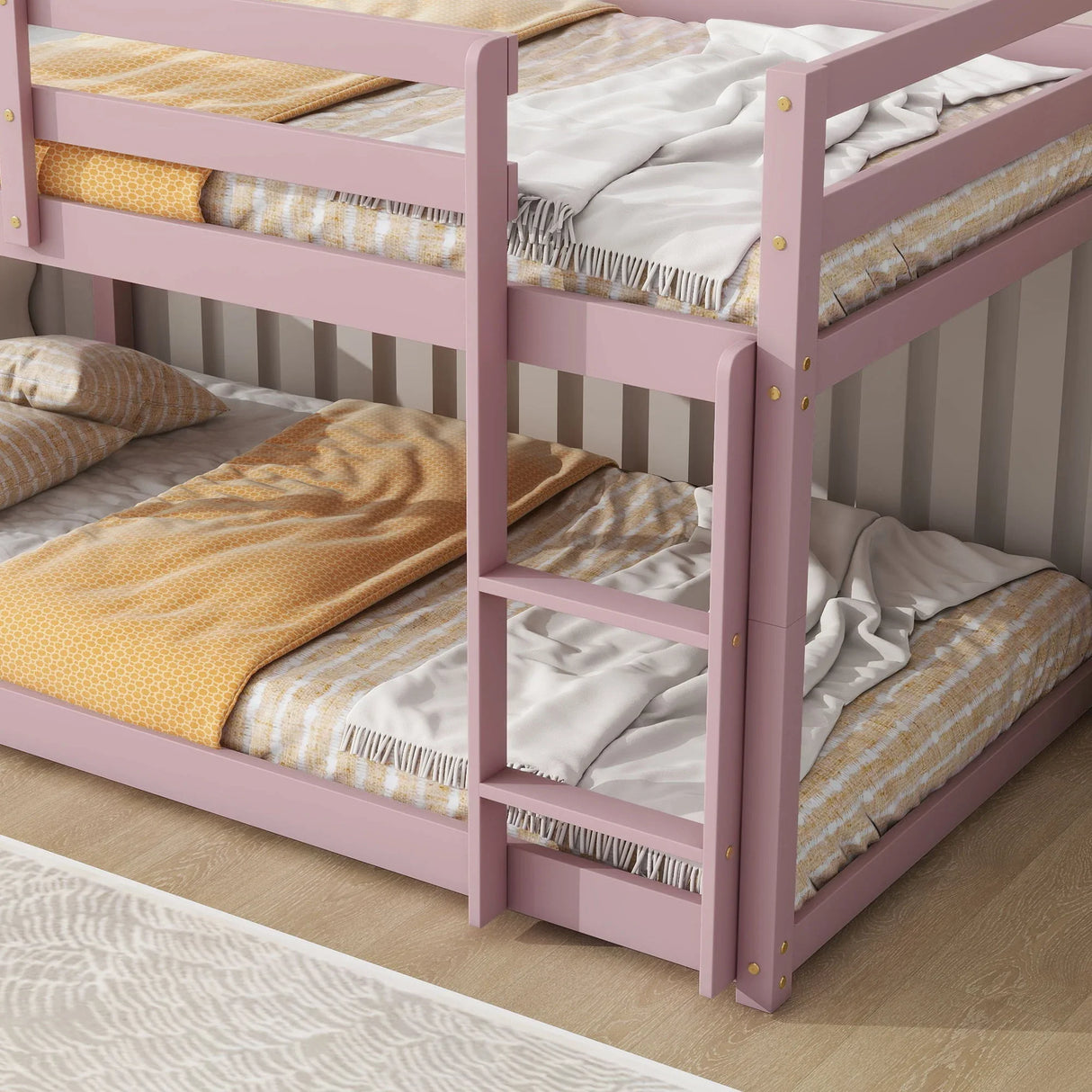 Twin Over Twin Floor Bunk Bed - Furniture Home Direct