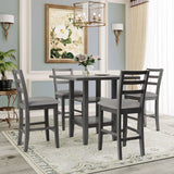 5 Piece Wooden Counter Height Dining Set With Padded Chairs, Storage Shelving - Furniture Home Direct