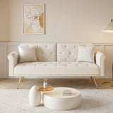 Luxurious Velvet Sofa Bed With Nail Head Trim And Matching Pillow - Furniture Home Direct