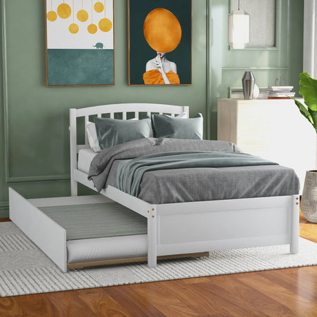 Platform Bed Wood Bed Frame With Trundle - Furniture Home Direct