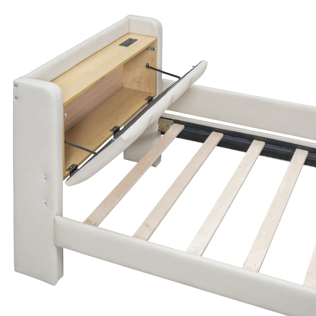 Platform Bed With Storage Drawers And USB Ports Beige - Furniture Home Direct
