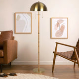 Allure - 2 Light Floor Lamp, Gold, Natural Tube, Double On / Off Pull Chain - Gold / Rattan - Furniture Home Direct