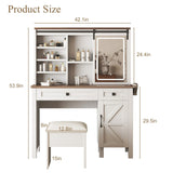 Vanity Desk With Sliding Mirror And LED Lights White - Furniture Home Direct