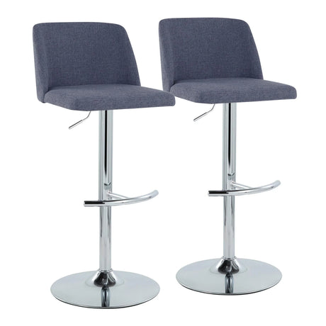 Toriano - Contemporary Adjustable Barstool With Swivel & Rounded T Footrest (Set of 2) - Furniture Home Direct