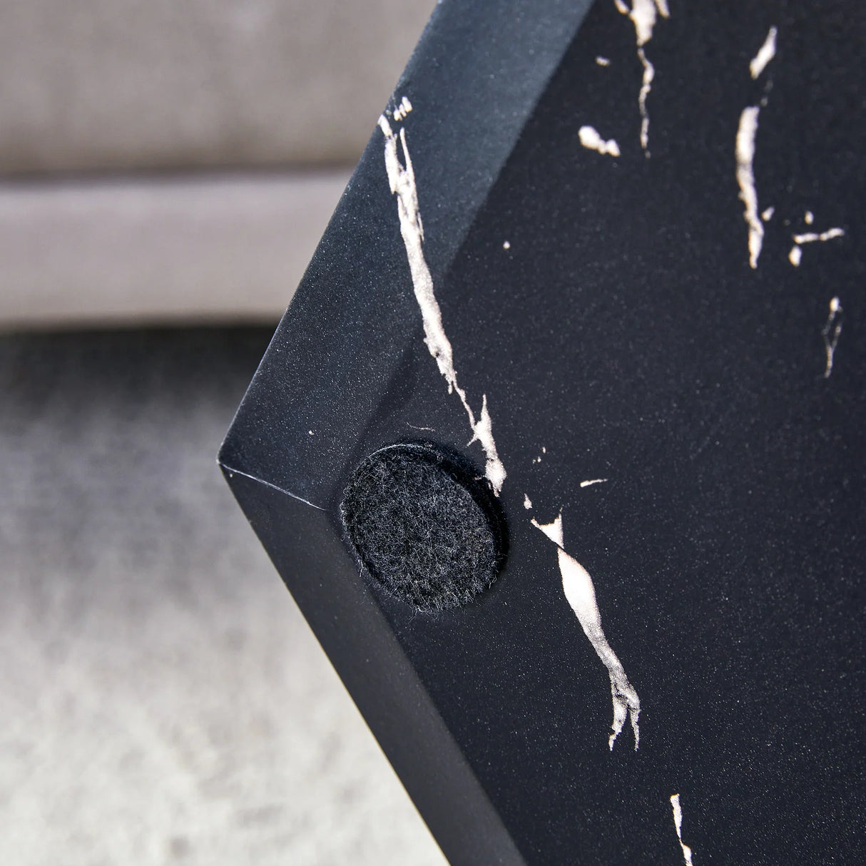 Coffee Table Hexagonal Textured Marble Look Accent Black - Furniture Home Direct