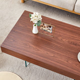 Coffee Table Faux Wood Top Glass Legs Modern Walnut - Furniture Home Direct