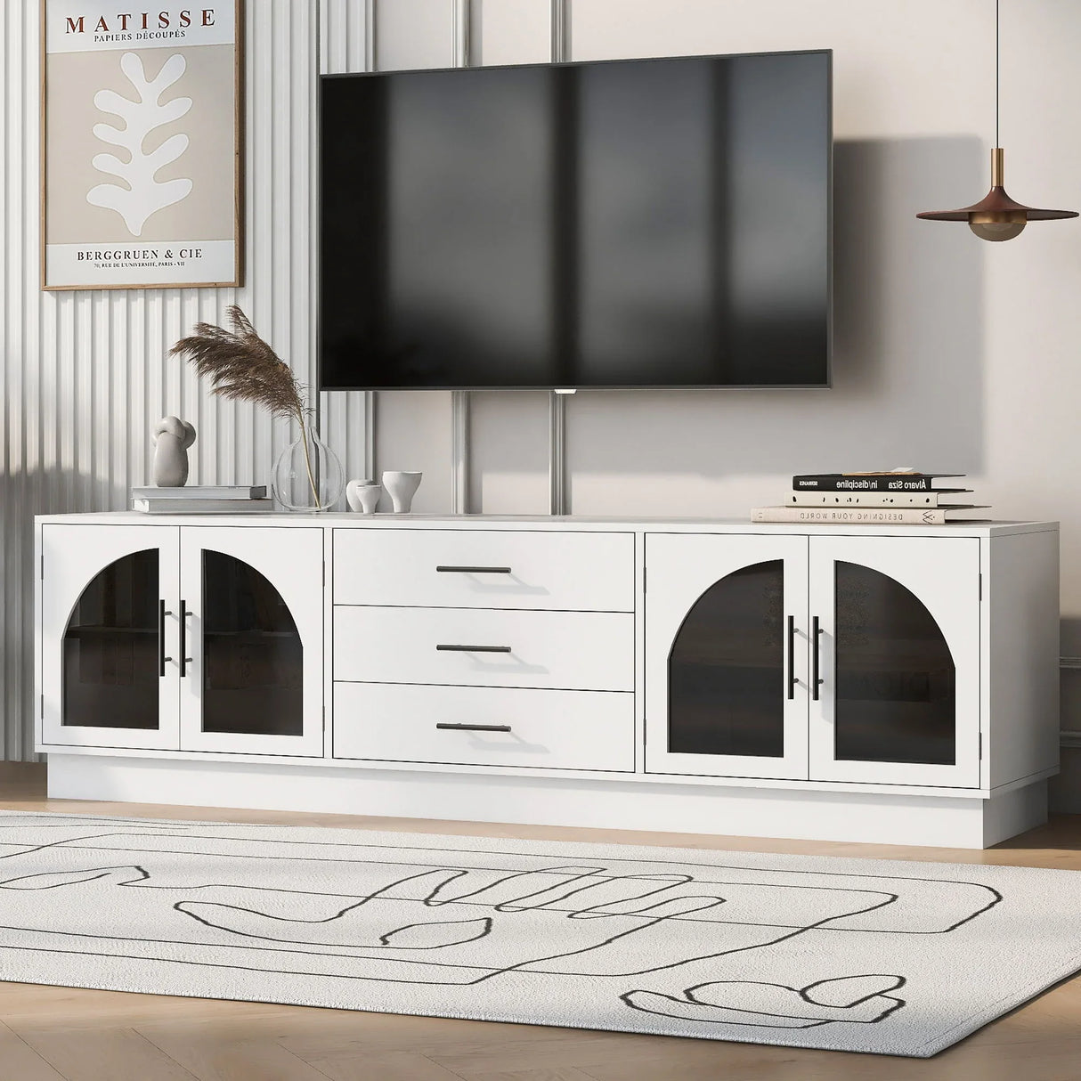 Modern Minimalist TV Stand, Entertainment Center Media Console Cabinet With Adjustable Shelves For Living Room - Furniture Home Direct