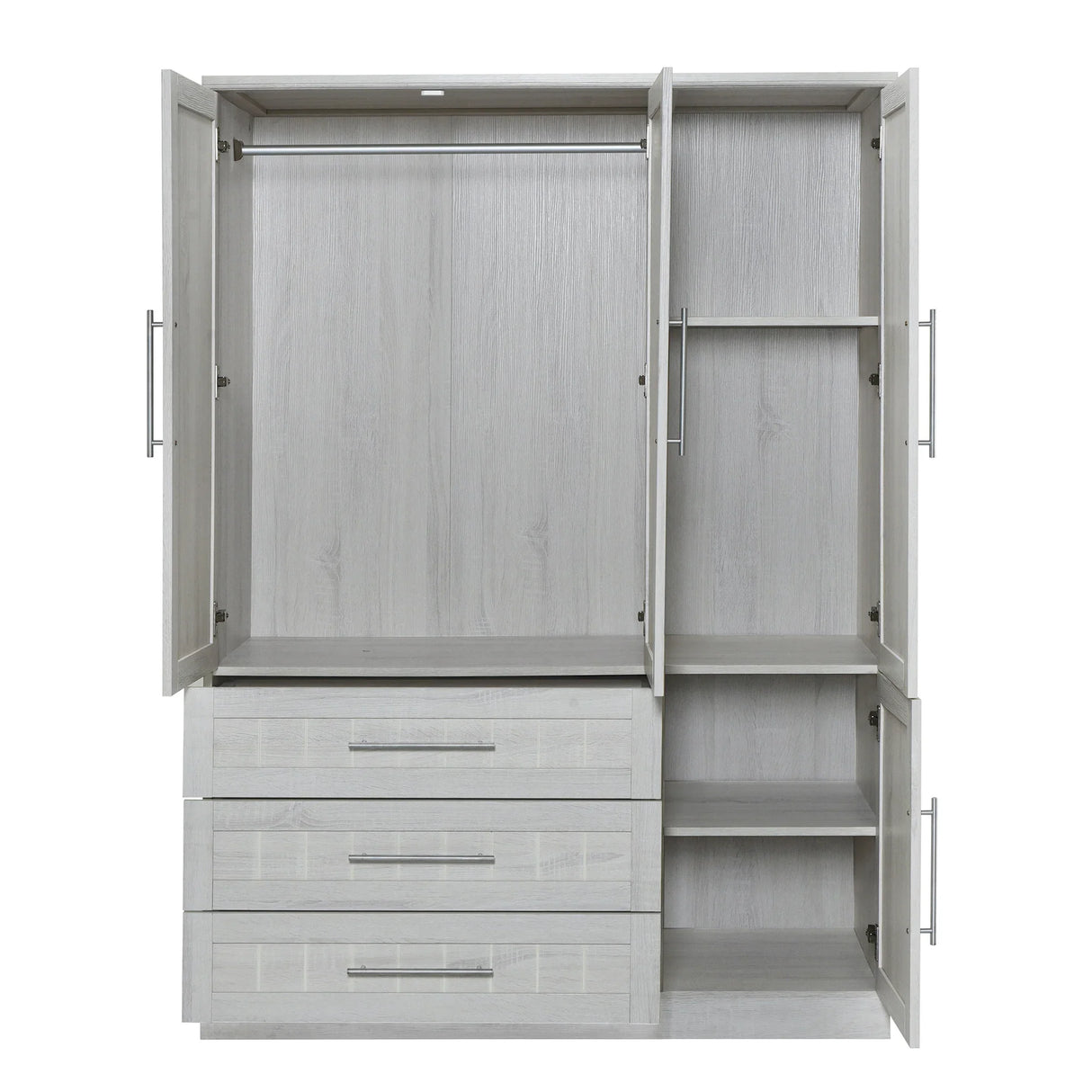 Wardrobe With 4 Doors And 3 Drawers Solid Wood White - Furniture Home Direct