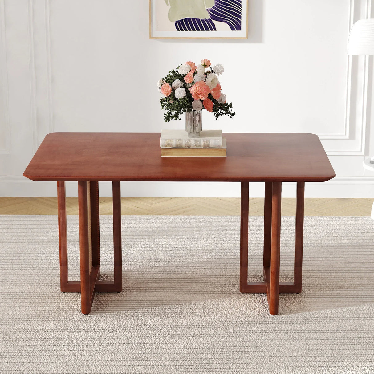 Dining Table With Imitation Rattan Design For Dining Room - Furniture Home Direct