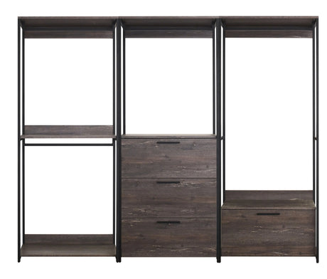 Closet System With Drawers Rods Industrial Frame Dark Brown - Furniture Home Direct