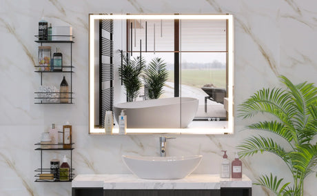 LED Bathroom Vanity Mirror Wall Mounted Adjustable White / Warm / Natural Lights Anti-Fog Touch Switch With Memory Modern Smart Large Bathroom Mirrors - Furniture Home Direct