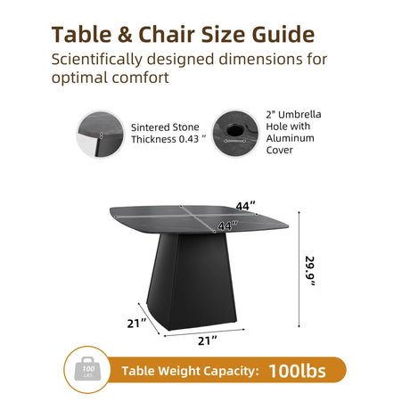 Rounded Square Outdoor Pedestal Dining Table - Furniture Home Direct