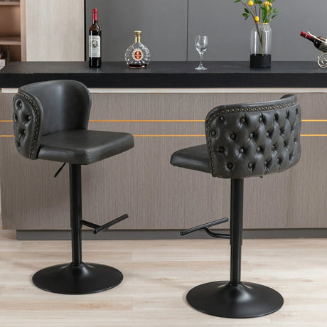 Counter Height Bar Stools Tufted Upholstered Dark Gray - Furniture Home Direct
