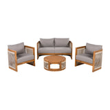 4 Piece Outdoor Set With Barrel Style Chairs - Brown - Furniture Home Direct