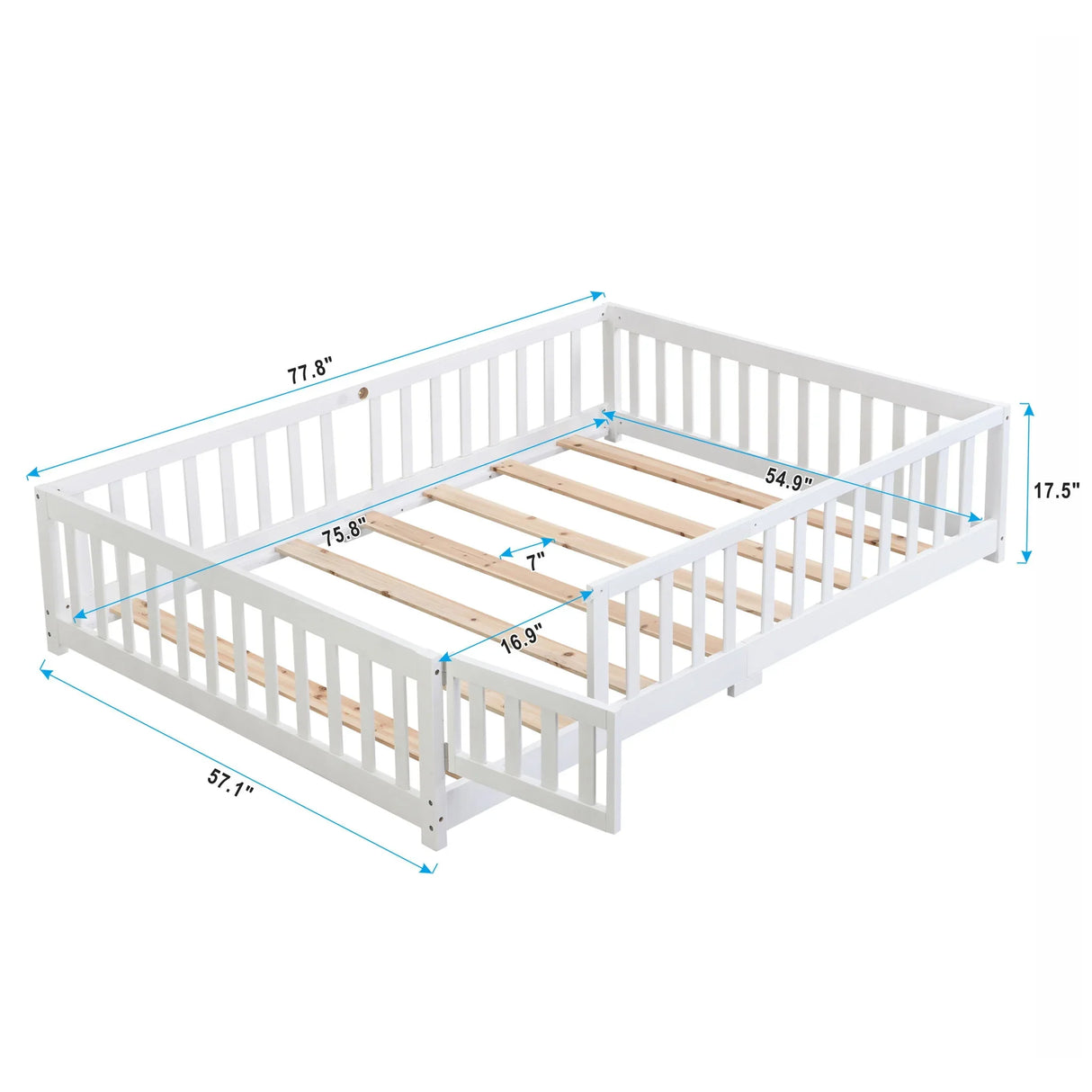 Solid Floor Bed With Door And Fence For Children - Furniture Home Direct
