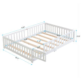 Solid Floor Bed With Door And Fence For Children - Furniture Home Direct