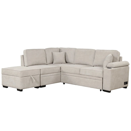 Sleeper Sofa Bed, 2 In 1 Pull Out Sofa Bed L Shape Couch With Storage Ottoman For Living Room, Bedroom Couch And Small Apartment - Furniture Home Direct