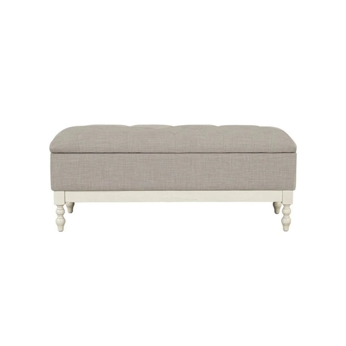 Tufted Storage Bench With Soft Close Lid - Light Gray / Cream - Furniture Home Direct