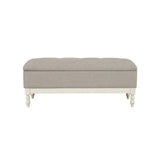 Tufted Storage Bench With Soft Close Lid - Light Gray / Cream - Furniture Home Direct