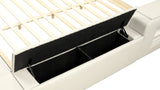 Queen Bed Upholstered Platform with Built in Lighting Beige - Furniture Home Direct