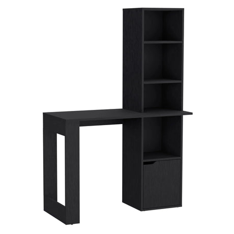 Writing Desk With Bookcase And Cabinet - Black - Furniture Home Direct