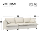 3 Seat Sofa Module For Modular Sectional Wide Seat Cloud Couch With Throw Pillows Upholstered - Furniture Home Direct
