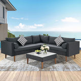 4 Pieces Outdoor Wicker L-Shape Sofa Set - Furniture Home Direct