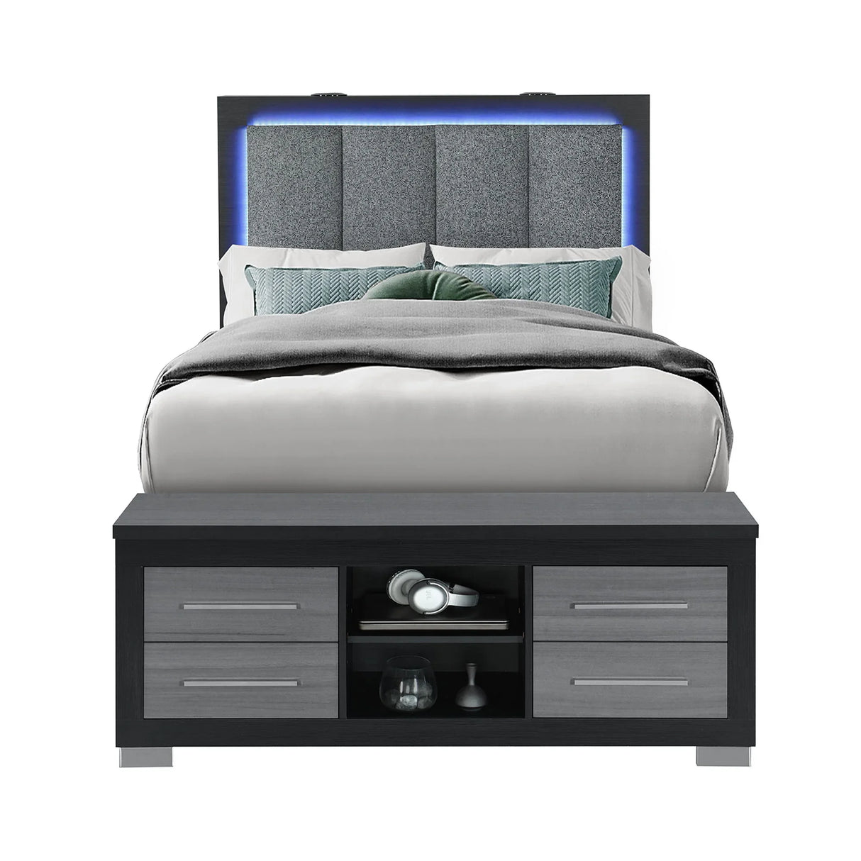 Messa - Bed With Storage Features And LED Lighting - Furniture Home Direct