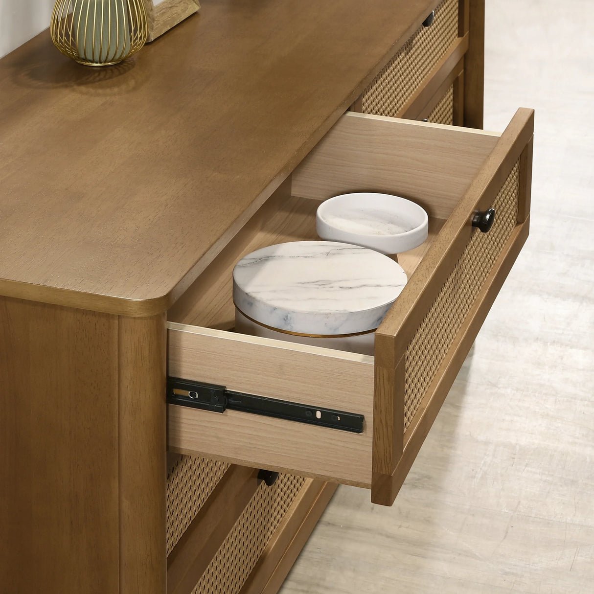 Bedroom Set 5 Piece Contemporary Solid Rubberwood Walnut - Furniture Home Direct